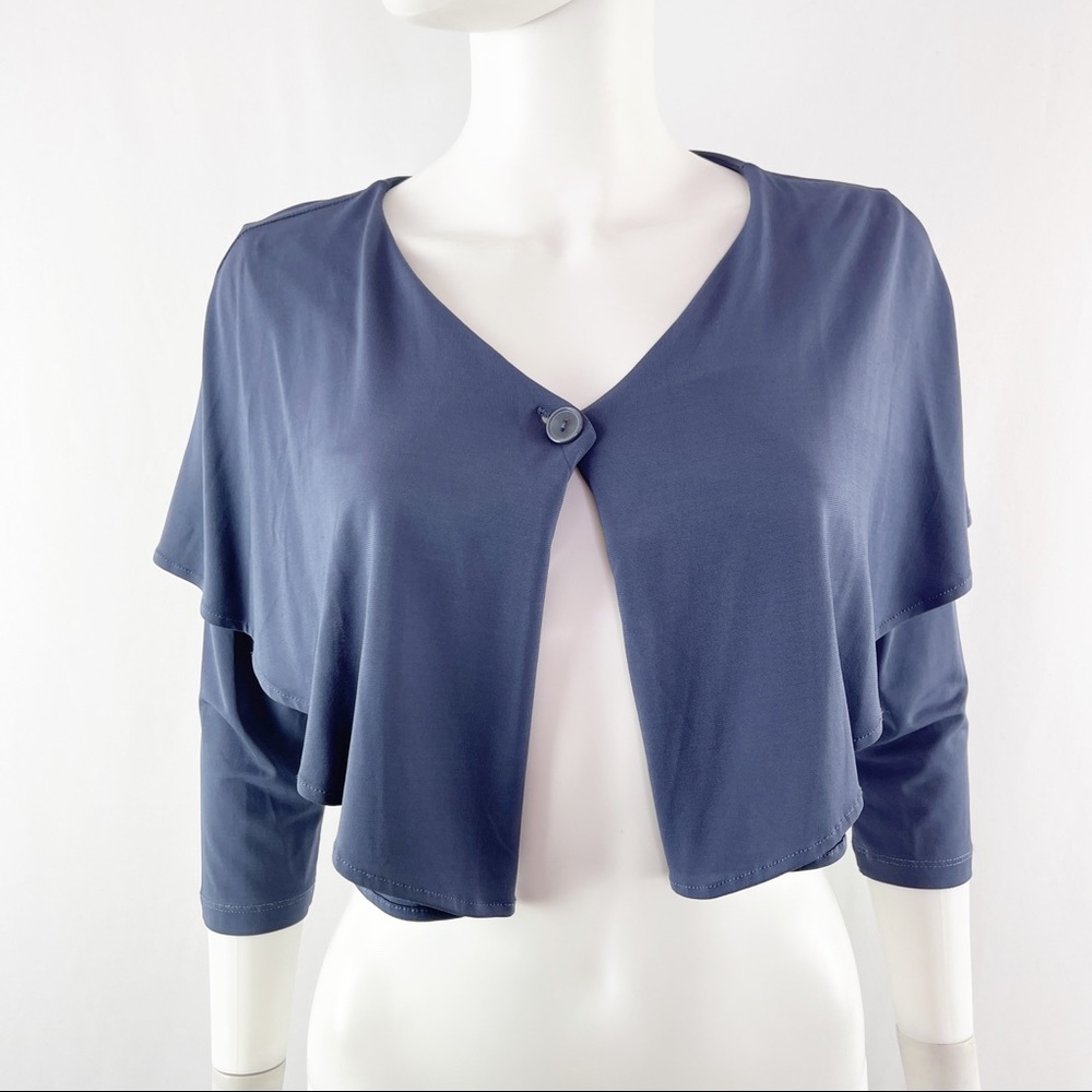 Ronen Chen Blue Capelet Shirt Top Made in Israel Size 1 US S